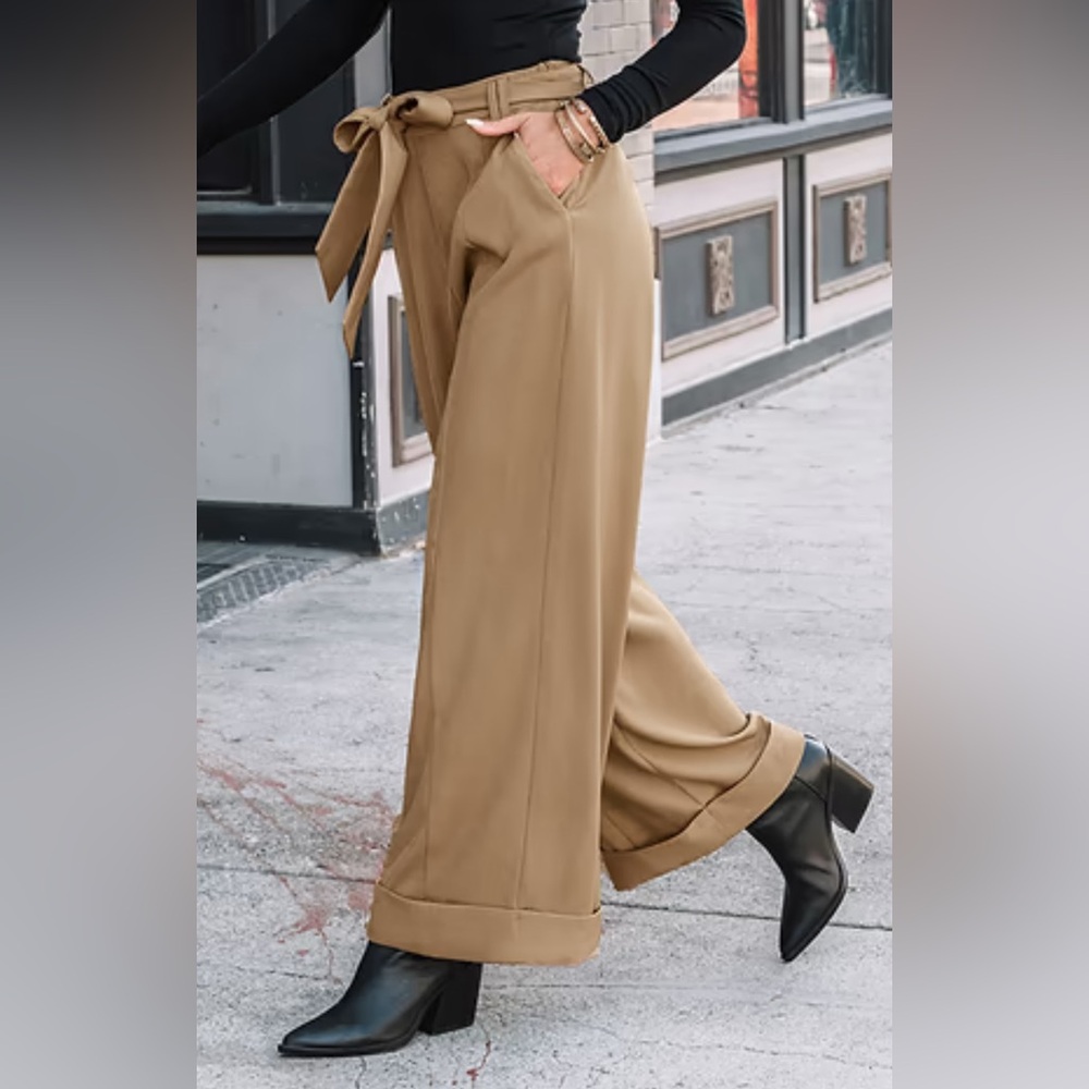 New York & Company Tan Wide-Leg‎ Pants Women’s size 6 (D24)